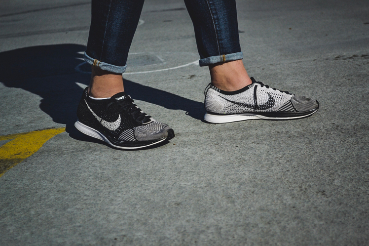 Nike Flyknit Racer Black White Volt